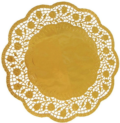 Wimex Decorative lace round, diameter 32 cm, gold - 4 pcs - Cake Board - Main image