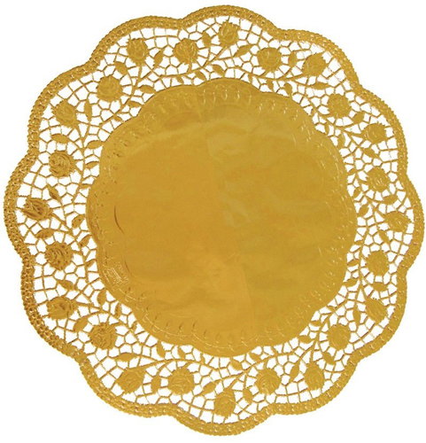 Wimex Decorative lace round, diameter 36 cm, gold - 4 pcs - Cake Board - Main image