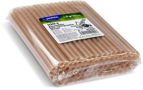Wimex Bio-composite straw Jumbo 8 mm × 21 cm, white - 100 pcs - Straw - Main image
