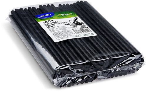 Wimex Bio-composite straw Jumbo 8 mm × 21 cm, black - 100 pcs - Straw - Main image