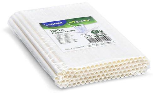 Wimex Papírové brčko 6 × 20 cm, bílé - 100 ks - Straw - Main image