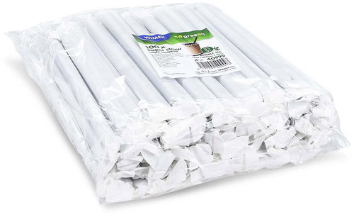 Wimex Paper straw Bubble Tea 12 × 21 cm, black, individually wrapped - 100 pcs - Straw - Main image