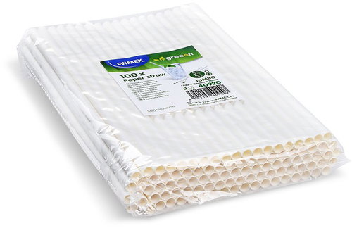 Wimex Paper straw Jumbo 8 × 20 cm, white - 100 pcs - Straw - Main image