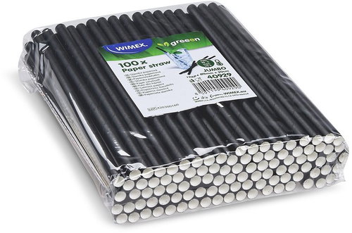 Wimex Paper straw Jumbo 8 × 20 cm, black - 100 pcs - Straw - Main image