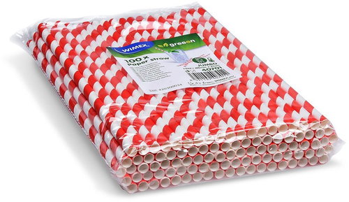 Wimex Papírové brčko Spirála 8 × 25 cm, červené - 100 ks - Straw - Main image
