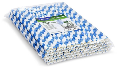 Wimex Papírové brčko Spirála 8 × 25 cm, modré - 100 ks - Straw - Main image