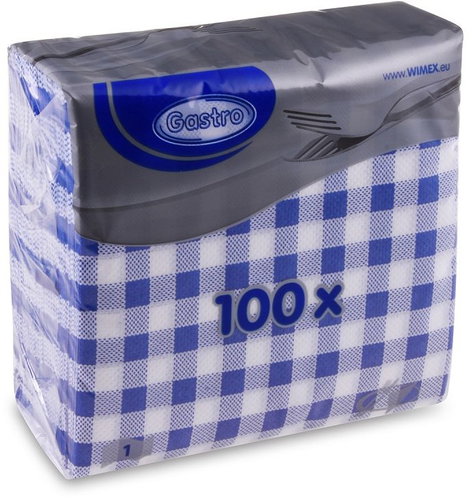 Wimex - 1-ply napkins Karo 33 × 33 cm, blue - 100 pcs - Paper Napkins - Main image