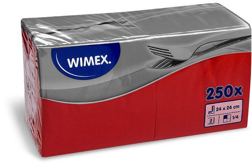Wimex - 2-ply napkins 24 × 24 cm, red - 250 pcs - Paper Napkins - Main image