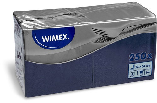 Wimex - 2vrstvé ubrousky 24 × 24 cm, tmavě modré - 250 ks - Papírové ubrousky - Hlavní obrázek