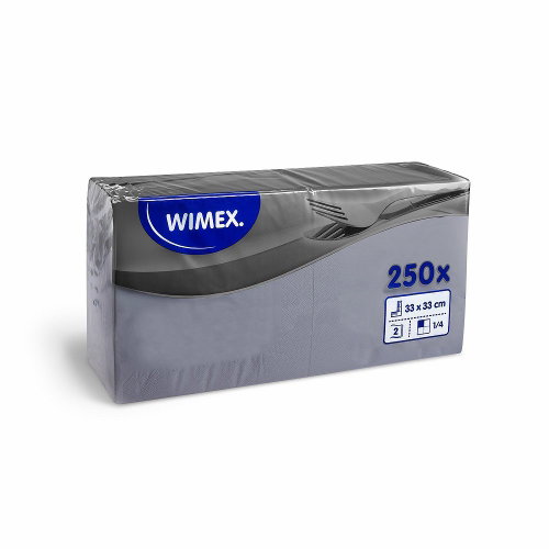 Wimex - 2-ply napkins 33 × 33 cm, grey - 250 pcs - Paper Napkins - Main image