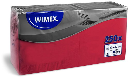 Wimex - 3-ply napkins 40 × 40 cm, red - 250 pcs - Paper Napkins - Main image