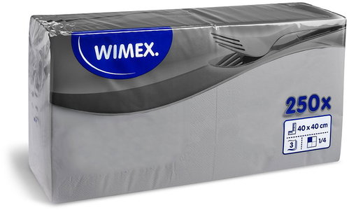 Wimex - 3-ply napkins 40 × 40 cm, grey - 250 pcs - Paper Napkins - Main image