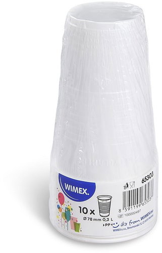 Wimex Plastic cup 0,3 l, diameter 78 mm, white - 10 pcs - Drinking Cup - Main image