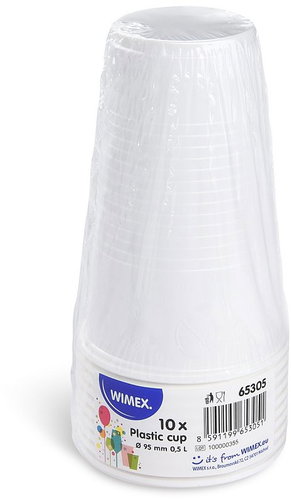 Wimex Plastic cup 0,5 l, diameter 95 mm, white - 10 pcs - Drinking Cup - Main image