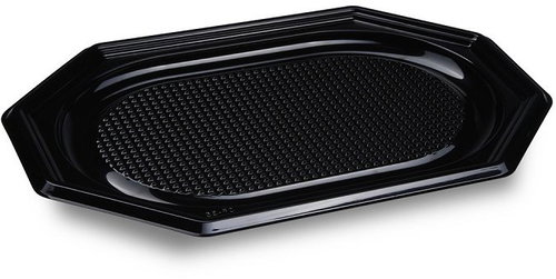 Wimex Plastic tray 35 × 24,7 cm, oval, black - 10 pcs - Disposable Food Containers - Main image