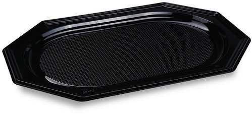 Wimex Plastic tray 45 × 30,2 cm, oval, black - 10 pcs - Disposable Food Containers - Main image