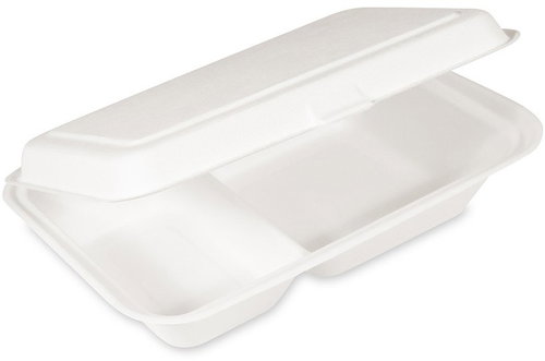 Wimex Sugarcane Menu Box 620ml, 250 × 162 × 63mm, 2-Part - 50pcs - Disposable Food Containers - Main image
