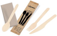 Wimex Wooden cutlery set: knife, fork, spoon and napkin - 50 sets - Cutlery Set