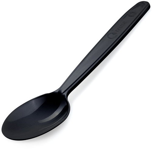 Wimex Plastic spoon 18,5 cm, reusable, black - 50 pcs - Tablespoon - Main image