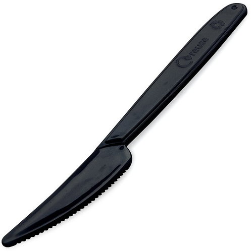 Wimex Plastic knife 18,5 cm, reusable, black - 50 pcs - Dining Knife - Main image