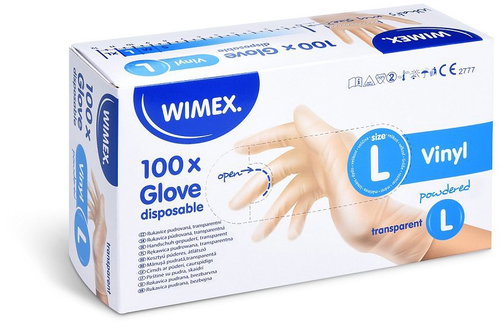 Wimex Vinyl gloves, powdered, transparent L 100 pcs - Medical Gloves - Main image
