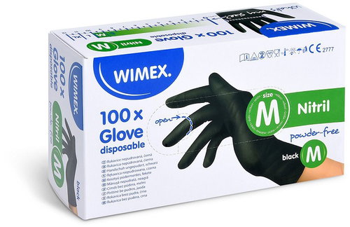 Wimex Nitrile gloves, powder-free, black M 100 pcs - Medical Gloves - Main image