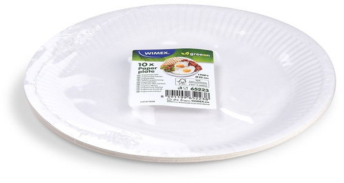 Wimex Papírový talíř průměr 23 cm, bílý - 10 ks - Set of Plates - Main image
