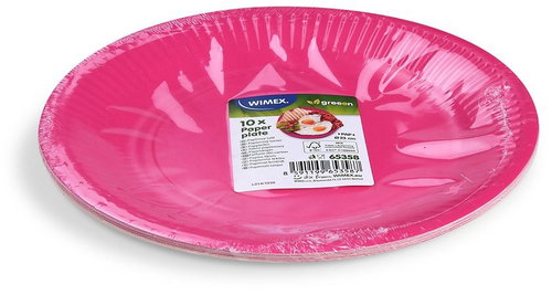 Wimex Paper plate diameter 23 cm, fuchsia - 10 pcs - Set of Plates - Main image