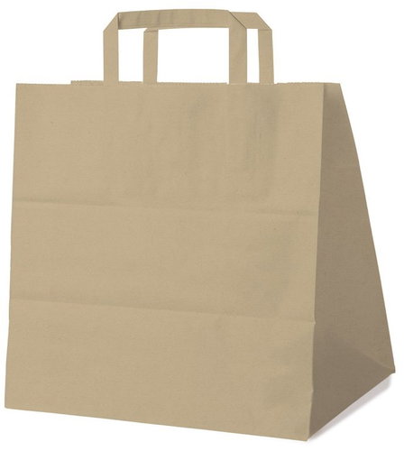 Wimex Paper bag with flat handle, 32+21 × 33 cm, brown, 250 pcs Main image Wimex Paper bag with flat handle, 32+21 × 33 cm, brown, 250 pcs - Paper Bags - Main image