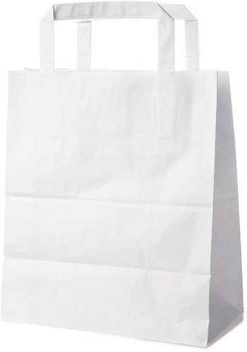 Wimex Flat-handled paper bag, 18+8 × 22 cm, white, 50 pcs - Paper Bags - Main image