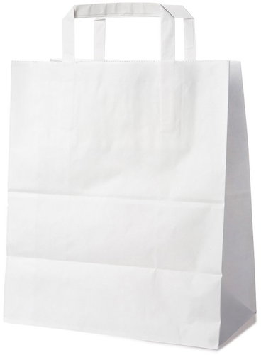 Wimex Paper bag with flat handle, 26+14 × 32 cm, white, 50 pcs - Paper Bags - Main image