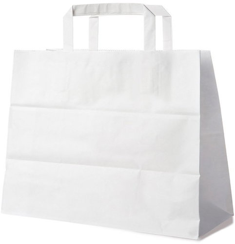 Wimex Paper bag with flat handle, 32+16 × 27 cm, white, 50 pcs - Paper Bags - Main image