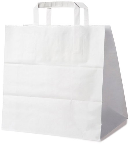 Wimex Paper bag with flat handle, 32+21 × 33 cm, white, 50 pcs Main image Wimex Paper bag with flat handle, 32+21 × 33 cm, white, 50 pcs - Paper Bags - Main image