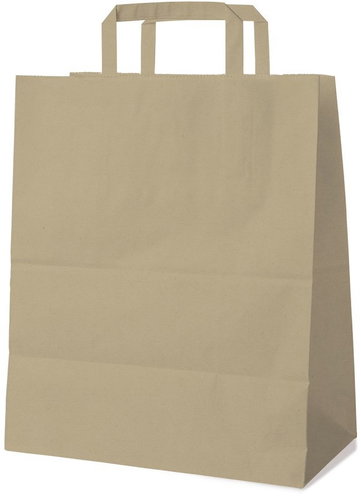 Wimex Paper bag with flat handle, 32+16 × 39 cm, brown, 50 pcs - Paper Bags - Main image