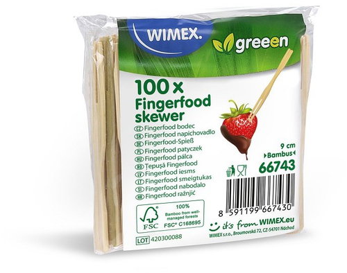 Wimex Bamboo fingerfood spike fork 9 cm, 100 pcs - Toothpicks - Main image