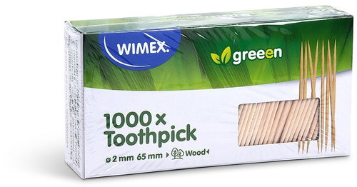 Wimex Wooden toothpick 2 × 65 mm, 1000 pcs - Toothpicks - Main image
