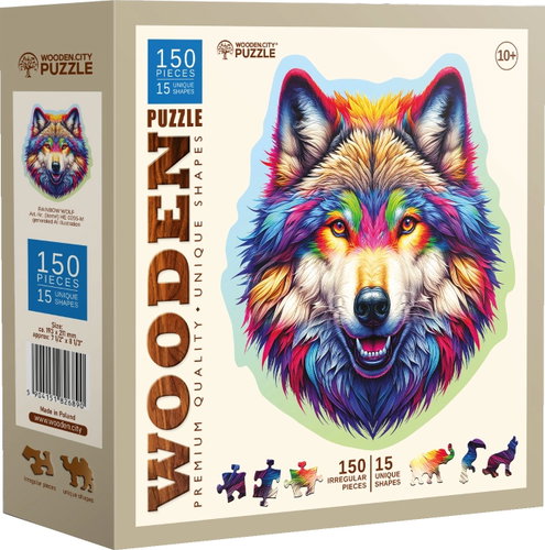 WOODEN CITY Wooden Puzzle Rainbow Wolf 150 pieces - Jigsaw Puzzle - Main image