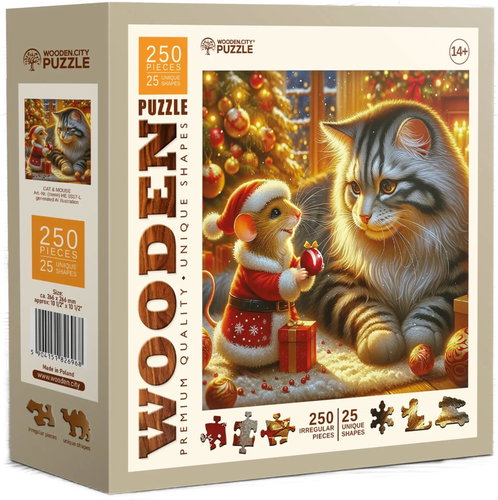 WOODEN CITY Wooden Puzzle Cat and Mouse 250 pieces - Jigsaw Puzzle - Main image
