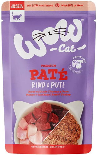 WOW Cat Capsule Paté Beef with Turkey Adult 125 g - Cat Food Pouch - Main image