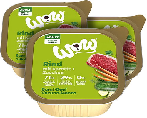 WOW Beef pate with carrot Adult 3 × 150 g - Pate for Dogs - Main image