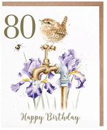 Wrendale Designs Birthday Card 80 Wren - Greeting Card