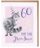 Wrendale Designs Birthday Card 60 Cat - Greeting Card