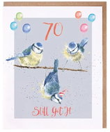 Wrendale Designs Birthday Card 70 Blue Tits - Greeting Card