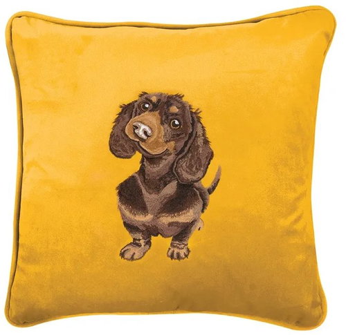Wrendale Designs Embroidered Pillow Dachshund - Pillow - Main image