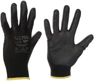 Sixtol Rukavice pracovné z polyesteru polomáčané v polyuretáne Glove PE-PU 11, čierne, veľkosť 11 - Pracovné rukavice