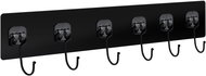 Vergionic 7837 Self-adhesive hanger with 6 hooks, 6,5 × 35 cm, black - Coat Hanger