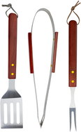 VERGIONIC Barbecue tools set of 3, BBQ wood, stainless steel - Grill Set