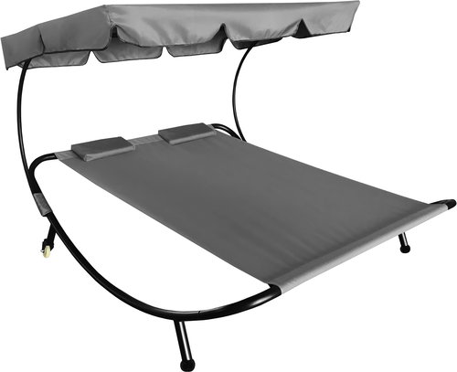 Aga Garden lounger for two persons, with canopy, grey - Garden Lounger - Main image