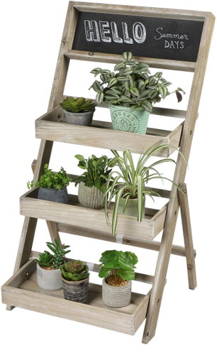 DOCHTMANN Wooden flower stand 3 tiers, marker board, 43 × 45 × 78 cm - Flower Stand - Main image