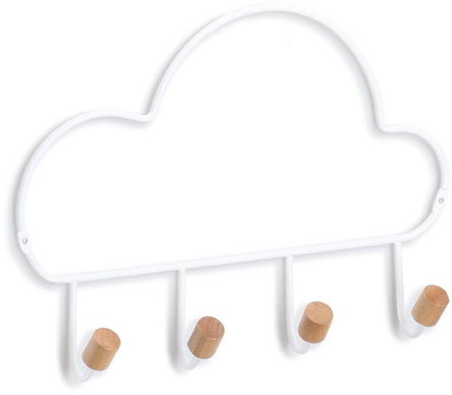 ZELLER Wall hanger cloud motif 4 hooks 30 × 5 × 21,5 cm - Coat Hanger - Main image